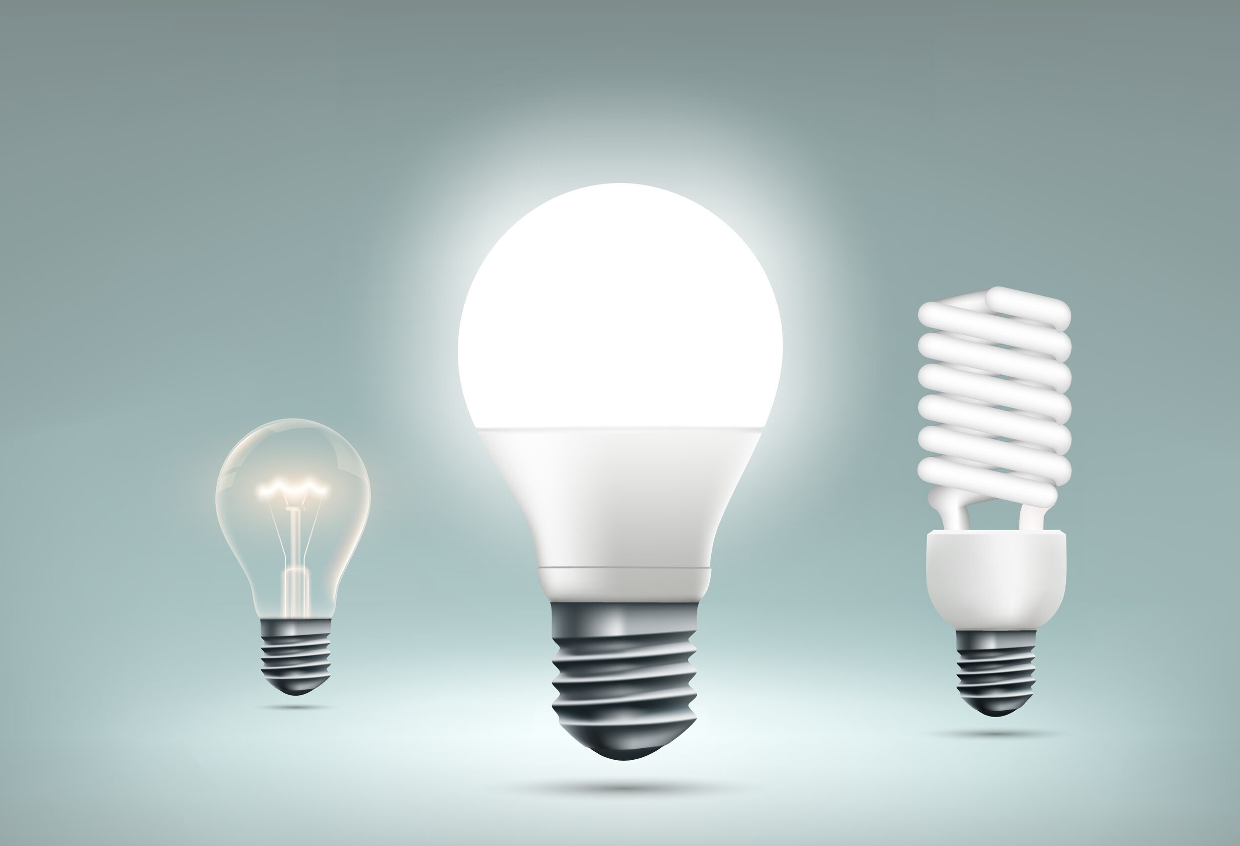 Led,,Incandescent,And,Energy,Saving,Light,Bulbs.,Vector,Illustration