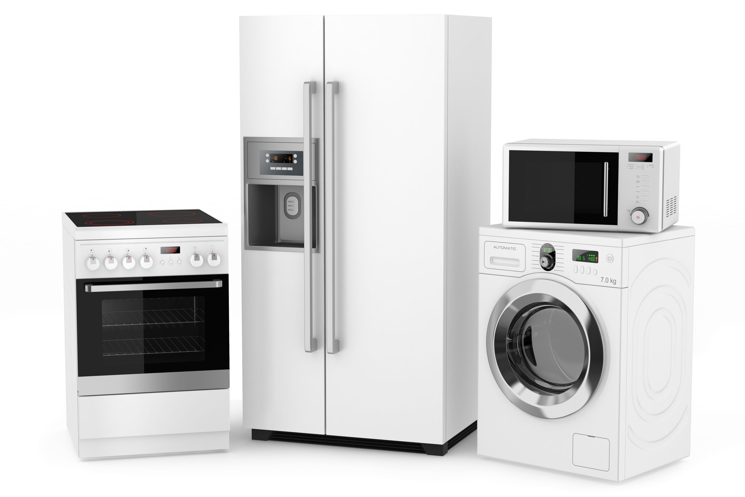 Group,Of,Household,Appliances,On,A,White,Background