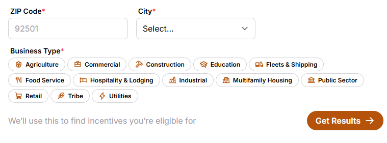 Incentive Finder search engine